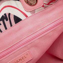 مملوكة مسبقًا Chanel Deauville Tote Bag Handbag Pink Multicolor Velour Leather