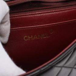 Pre Owned حقيبة كتف شنيل ماتلاسي ديانا جلد الغنم أسود