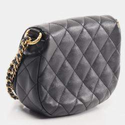 Pre Owned Chanel Matelasse Black Lambskin Leather Shoulder Bag