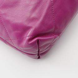 Pre Owned Chanel 22 Mini Shoulder Bag Leather Purple