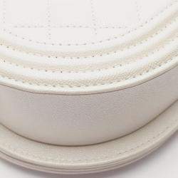 مملوكة مسبقًا Chanel Boy Chanel Small Shoulder Bag Leather Grained Calfskin White