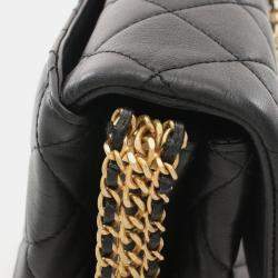 Pre Owned Chanel Matelasse Shoulder Bag Lambskin (Sheepskin) Black