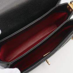 Pre Owned Chanel Matelasse Shoulder Bag Lambskin (Sheepskin) Black