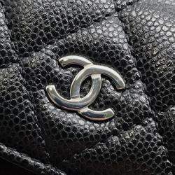 Pre Owned Chanel Matelasse Coco Mark Mini Backpack In Caviar Skin Black