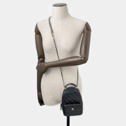 Pre Owned Chanel Matelasse Coco Mark Mini Backpack In Caviar Skin Black