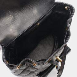 Pre Owned Chanel Matelasse Backpack Lambskin (Sheepskin) Black