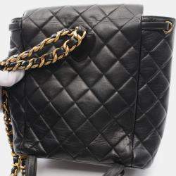 Pre Owned Chanel Matelasse Backpack Lambskin (Sheepskin) Black