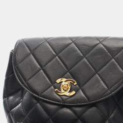 Pre Owned Chanel Matelasse Backpack Lambskin (Sheepskin) Black