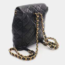 Pre Owned Chanel Matelasse Backpack Lambskin (Sheepskin) Black