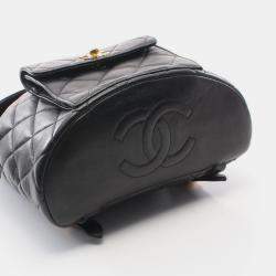 Pre Owned Chanel Matelasse Backpack Lambskin (Sheepskin) Black