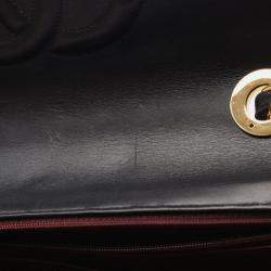 Pre Owned Chanel Deca Matelasse 34 Shoulder Bag Lambskin Leather Black