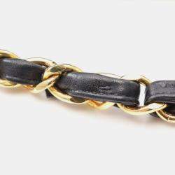 Pre Owned Chanel Deca Matelasse 34 Shoulder Bag Lambskin Leather Black