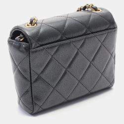 مملوكة مسبقًا Chanel Shoulder Bag Calfskin (Cowhide) Black