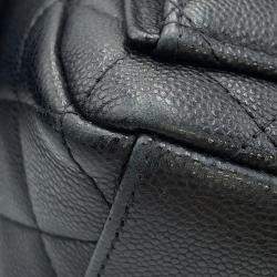 Pre Owned حقيبة ظهر شانيل كلاسيكية كوكو مارك صغيرة مطبقة جلد عجل أسود