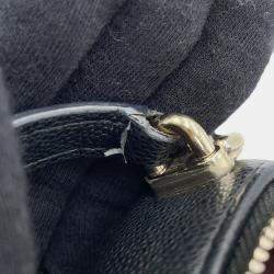 Pre Owned حقيبة ظهر شانيل كلاسيكية كوكو مارك صغيرة مطبقة جلد عجل أسود