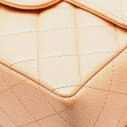 Pre Owned حقيبة كتف شانيل كووك مارك ماتلاس مصغرة سلسلة لون وردي بيج كافيار جولد هاردوير