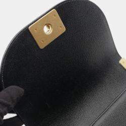 Pre Owned Chanel Boy Chanel Shoulder Bag In Grained Calfskin Leather Black