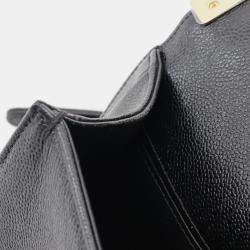 Pre Owned Chanel Boy Chanel Shoulder Bag In Grained Calfskin Leather Black