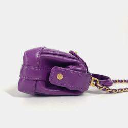 Pre Owned Chanel Quilted Matelasse Cc Coco Mark Chain Clutch Mini Shoulder Bag Leather Purple
