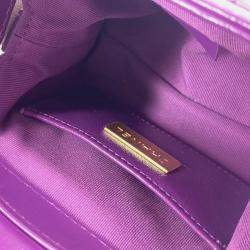 Pre Owned Chanel Quilted Matelasse Cc Coco Mark Chain Clutch Mini Shoulder Bag Leather Purple