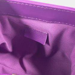 Pre Owned Chanel Quilted Matelasse Cc Coco Mark Chain Clutch Mini Shoulder Bag Leather Purple