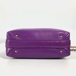 Pre Owned Chanel Quilted Matelasse Cc Coco Mark Chain Clutch Mini Shoulder Bag Leather Purple