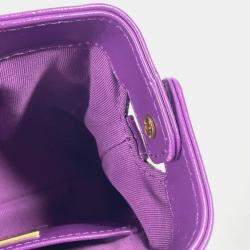Pre Owned Chanel Quilted Matelasse Cc Coco Mark Chain Clutch Mini Shoulder Bag Leather Purple