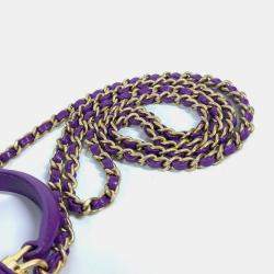 Pre Owned Chanel Quilted Matelasse Cc Coco Mark Chain Clutch Mini Shoulder Bag Leather Purple