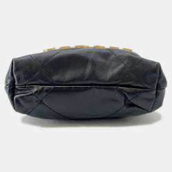 مملوكة مسبقًا حقيبة شانيل 22 صغيرة بعلامة كوكو جلد عجل لامع أسود