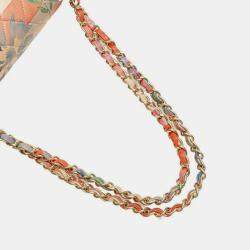 مملوكة مسبقًا Chanel Matelasse 25 Double Flap Coco Mark Flower Chain Shoulder Bag In Pink Multicolored Lambskin