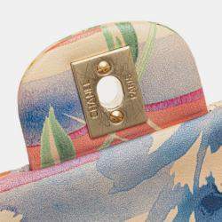 مملوكة مسبقًا Chanel Matelasse 25 Double Flap Coco Mark Flower Chain Shoulder Bag In Pink Multicolored Lambskin