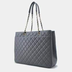 Pre Owned حقيبة شانيل توت سلسلة ماتيلاسيه كوكو مارك كبيرة جلد كافيار