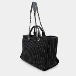 Pre Owned حقيبة شانيل دوفيل سلسلة قماش يد كبيرة سوداء