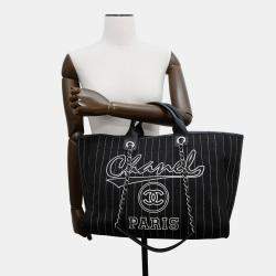 Pre Owned حقيبة شانيل دوفيل سلسلة قماش يد كبيرة سوداء