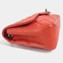 Pre Owned حقيبة كتف Chanel ماتلاس 25 ليدي باغ فراولة بسلسلة جلد الخروف أحمر