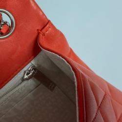 Pre Owned حقيبة كتف Chanel ماتلاس 25 ليدي باغ فراولة بسلسلة جلد الخروف أحمر