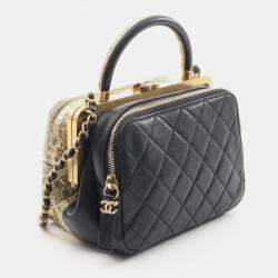 Pre Owned حقيبة كتف شانيل كوكو مارك جلد ذهبي وأسود