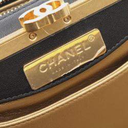 Pre Owned حقيبة كتف شانيل كوكو مارك جلد ذهبي وأسود