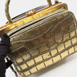 Pre Owned حقيبة كتف شانيل كوكو مارك جلد ذهبي وأسود