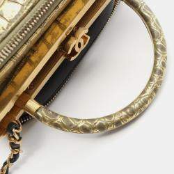 Pre Owned حقيبة كتف شانيل كوكو مارك جلد ذهبي وأسود