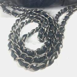 مملوكة مسبقًا Chanel Double Pocket Quilted Bag Zipper Chain Backpack Gunmetal Rucksack Leather Black