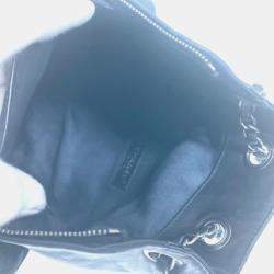 مملوكة مسبقًا Chanel Double Pocket Quilted Bag Zipper Chain Backpack Gunmetal Rucksack Leather Black