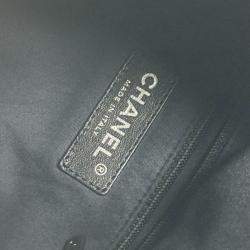 مملوكة مسبقًا Chanel Double Pocket Quilted Bag Zipper Chain Backpack Gunmetal Rucksack Leather Black