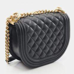 Pre Owned حقيبة كتف شانيل بوي شانيل صغيرة جلد خاروف سوداء
