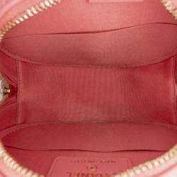 Pre Owned Chanel Pink CC Embossed Caviar Camellia Round Clutch With Chain