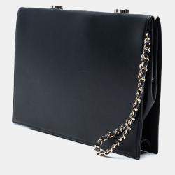 مملوكة مسبقًا Chanel Black White CC Lambskin Split Clutch with Chain
