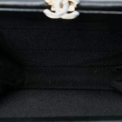 مملوكة مسبقًا Chanel Black White CC Lambskin Split Clutch with Chain