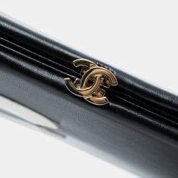 مملوكة مسبقًا Chanel Black White CC Lambskin Split Clutch with Chain