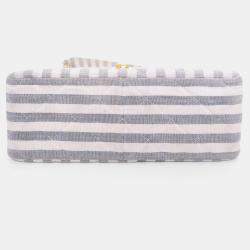 Pre Owned Chanel 1994-96 Grey/White Striped Chain Shoulder Bag