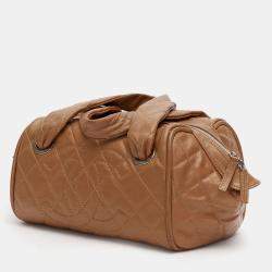 Pre Owned Chanel Brown Quilted Caviar Leather Timeless Bowler Bag